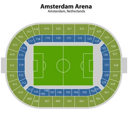 mapa Amsterdam arena sedadla