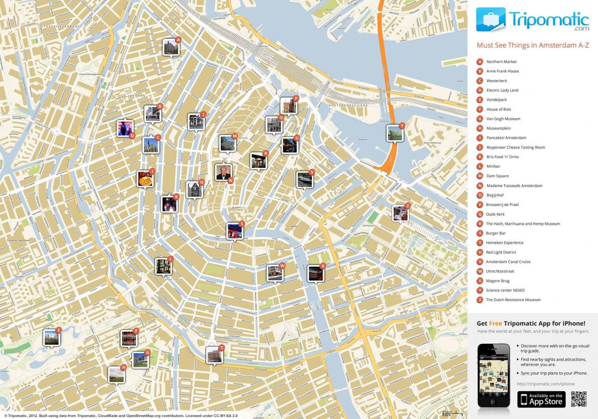 Amsterdam top atrakce mapa