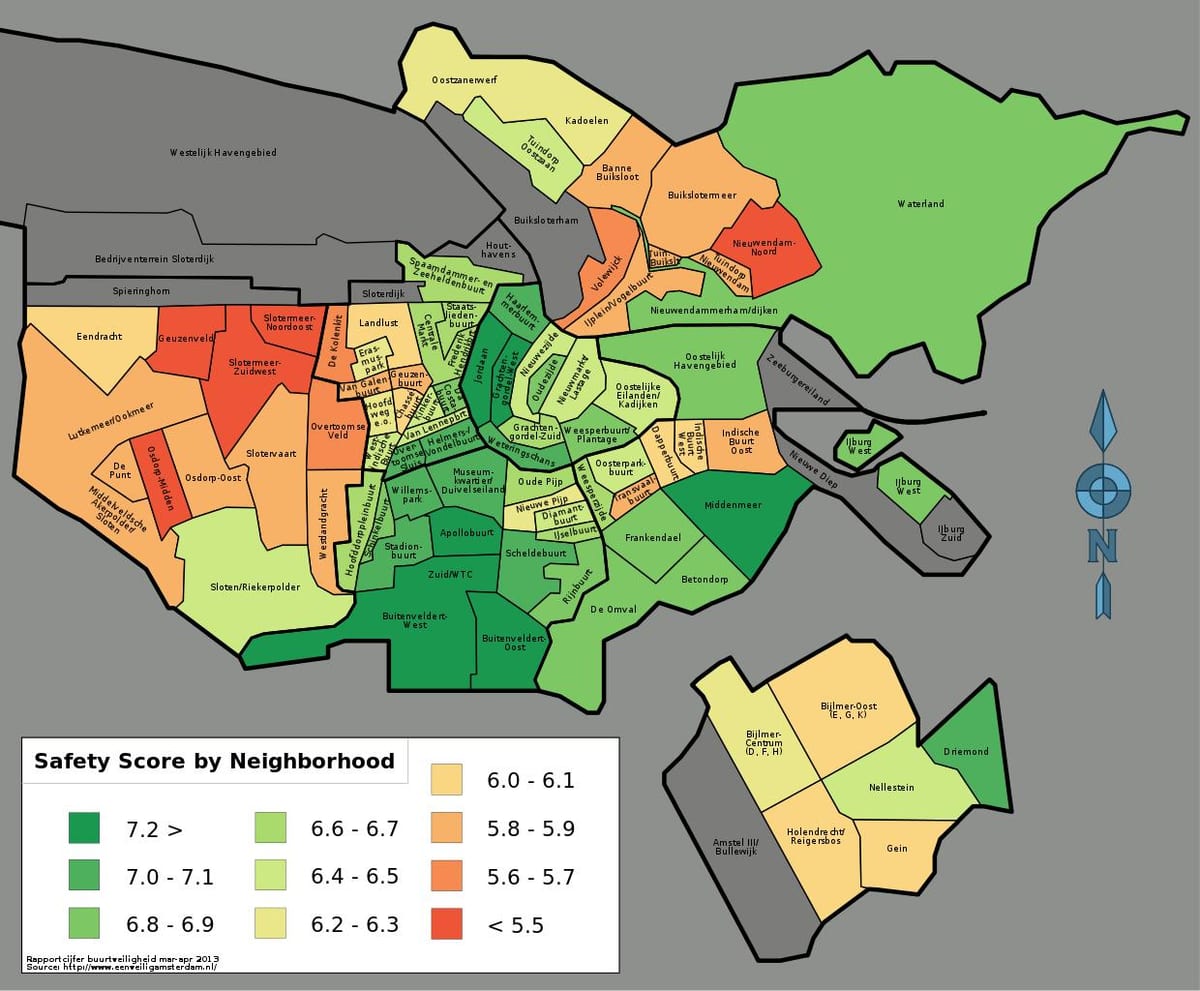 mapa Amsterdam bezpečnost