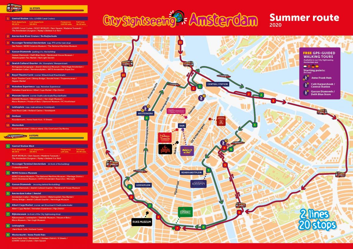 mapa Amsterdam canal cruise