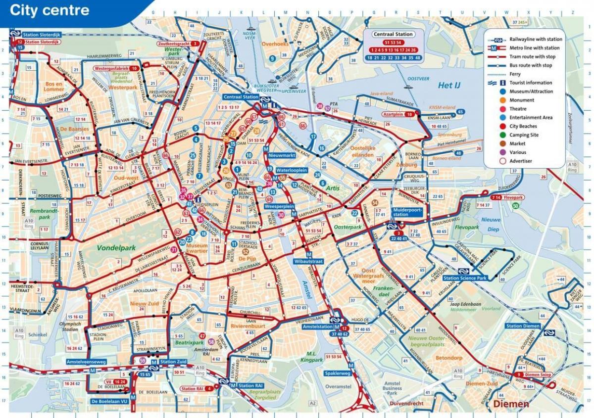 Amsterdam city transport mapa