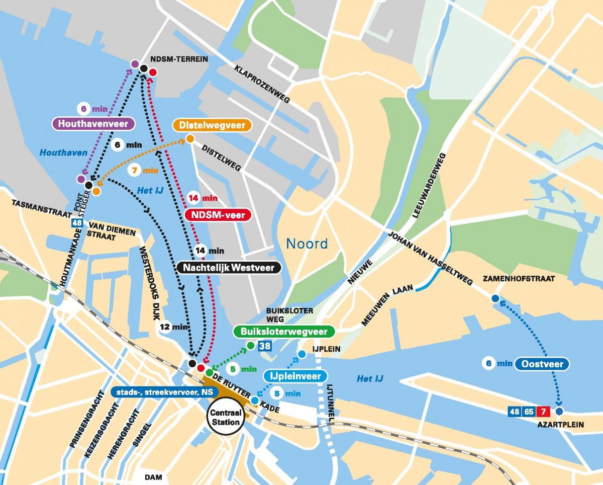 mapa Amsterdam ferry