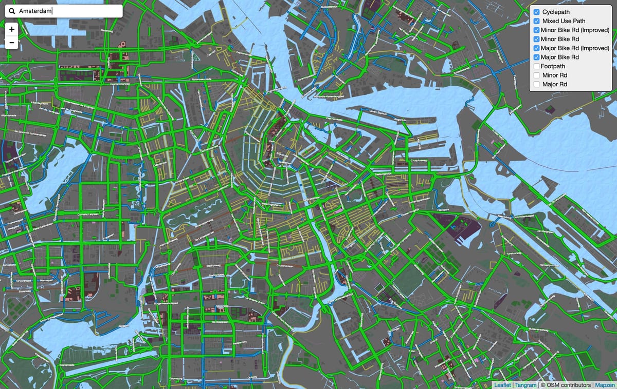 Amsterdam cyklu mapě