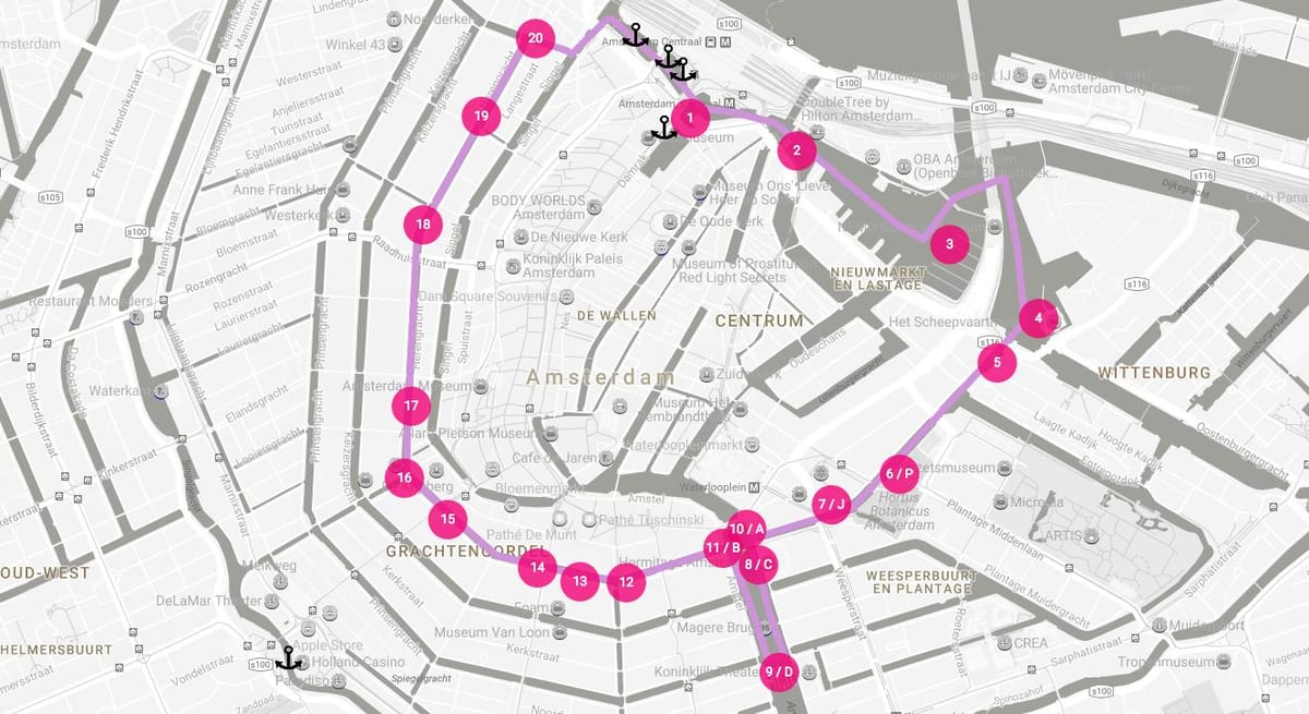 mapa Amsterdam light festival