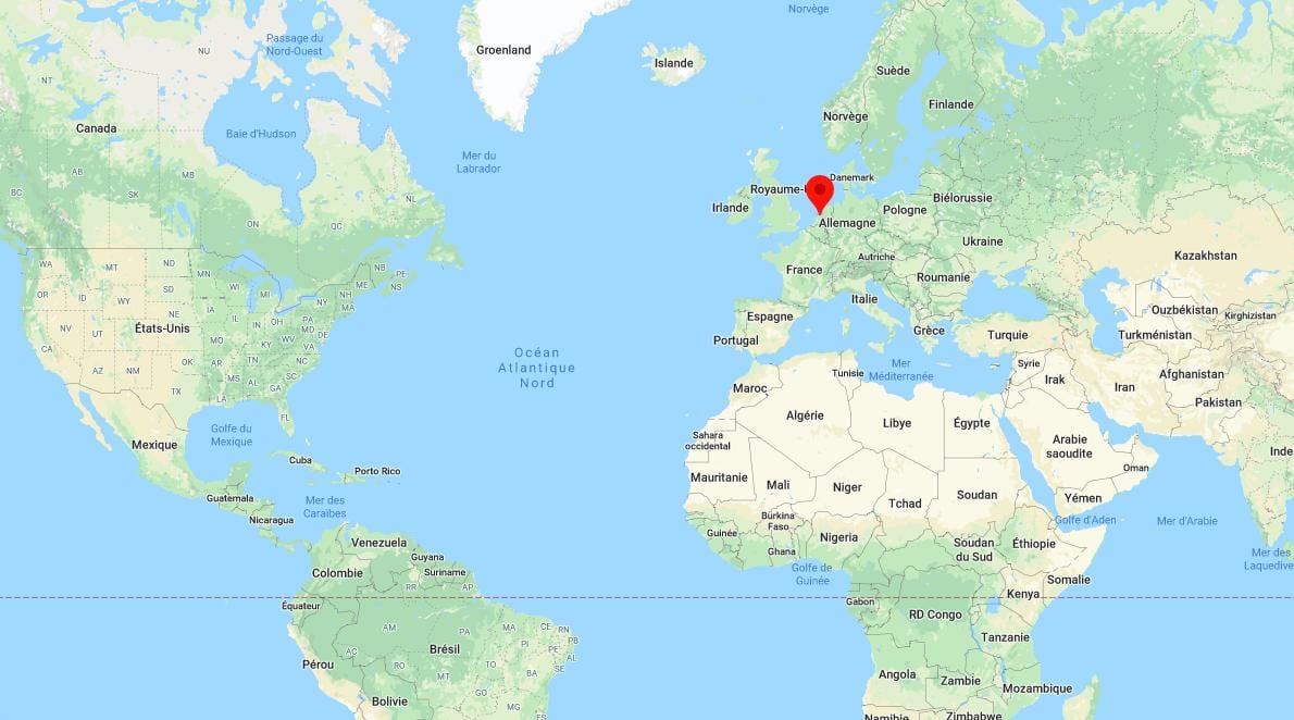mapa světa zobrazující Amsterdam