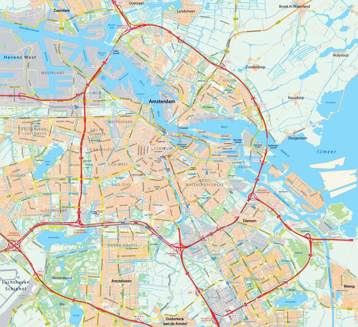 mapa Amsterdam silnici