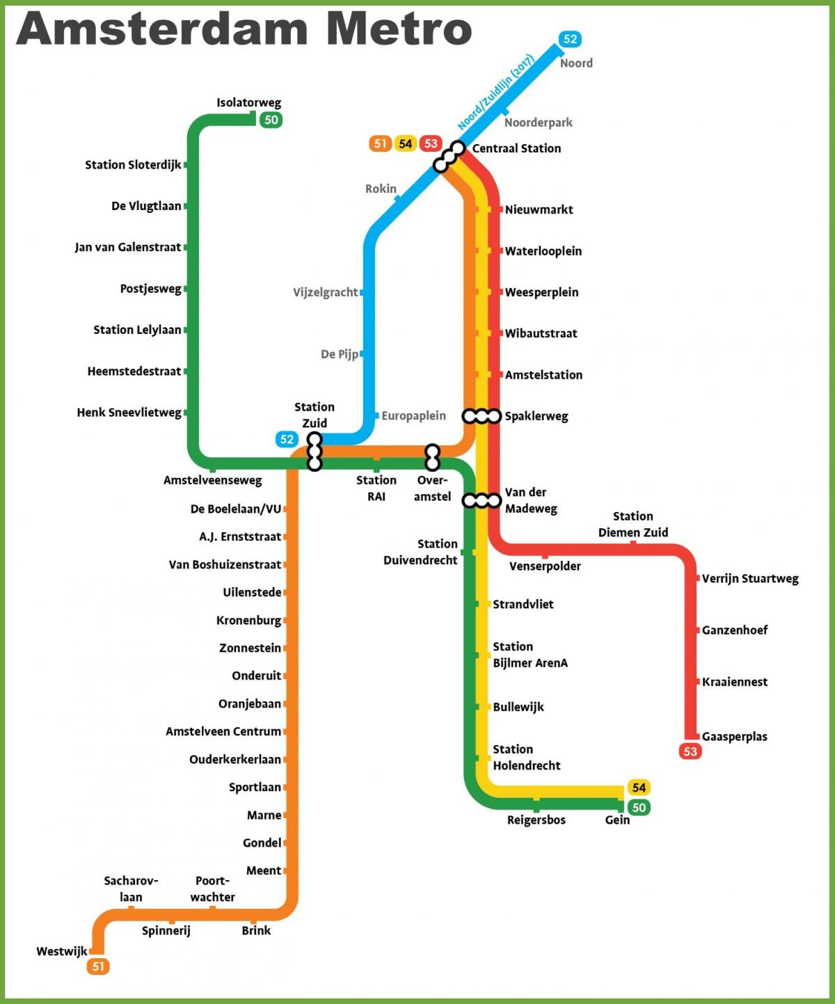 mapa Amsterdam metro