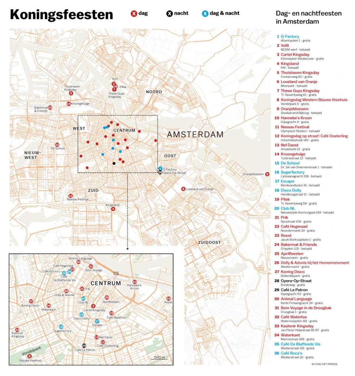 mapa Amsterdam noční život