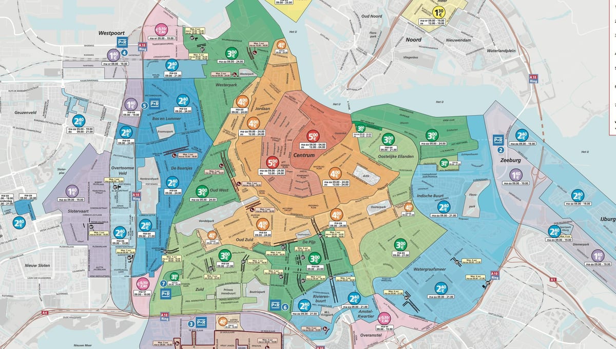 parkování mapě Amsterdam