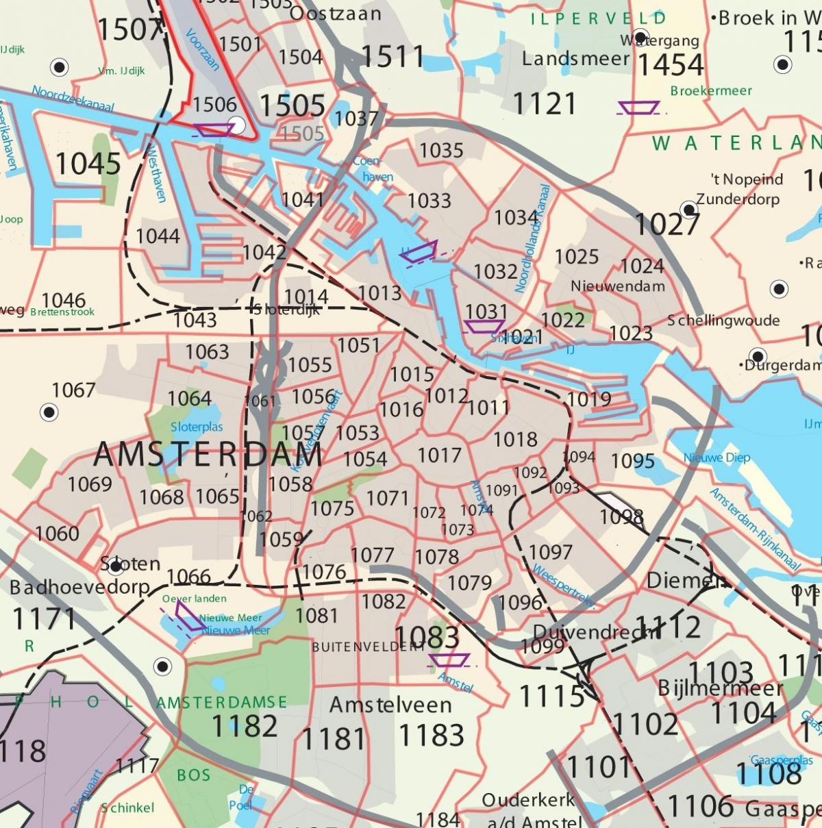 mapa Amsterdam psč