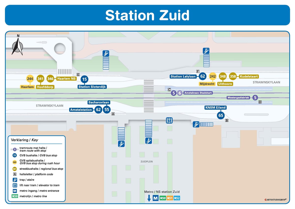 mapa Amsterdam zuid nádraží