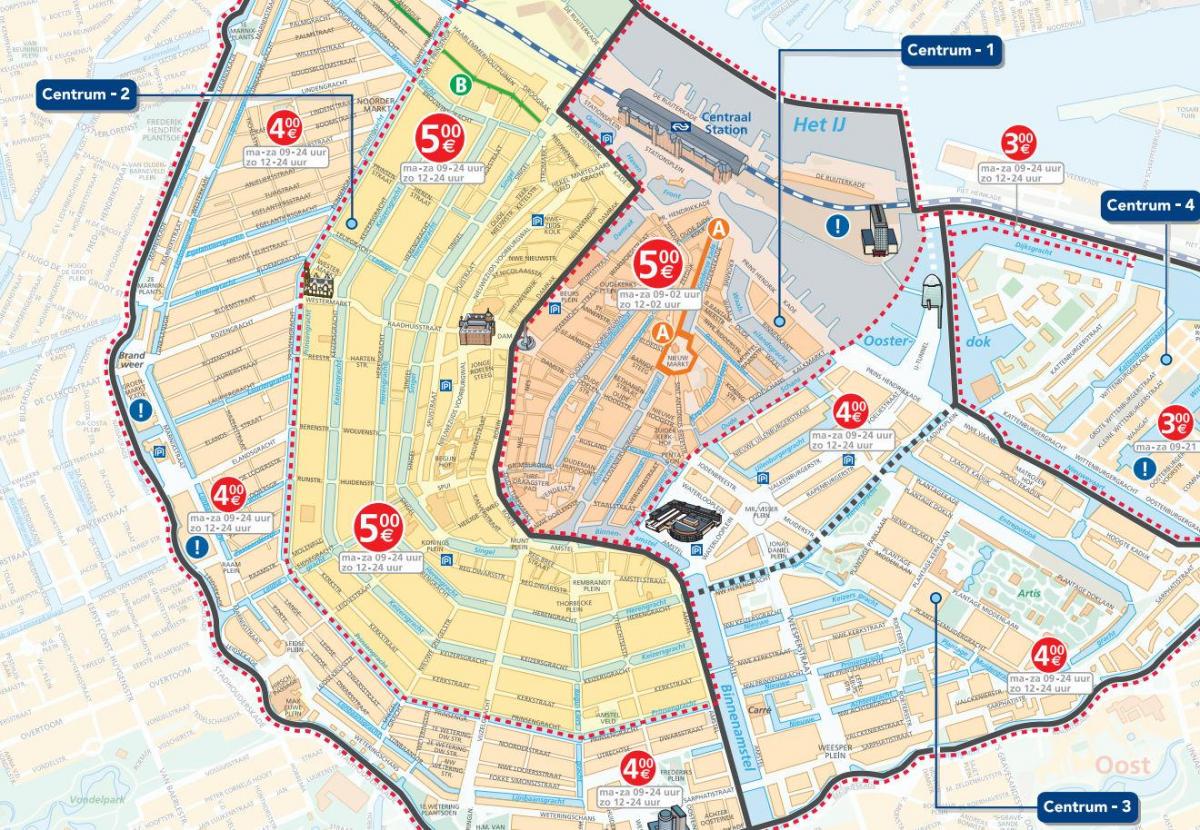 Amsterdam parkovací zóny mapě