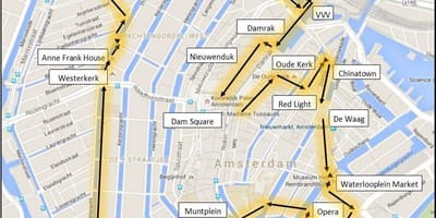 Amsterdam pěší turistické mapy
