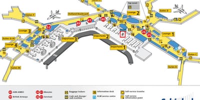Letiště Schiphol mapě klm