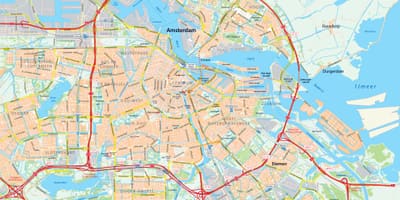 Mapa Amsterdam silnici