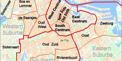 Mapa Amsterdam předměstí