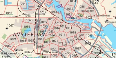 Mapa Amsterdam psč