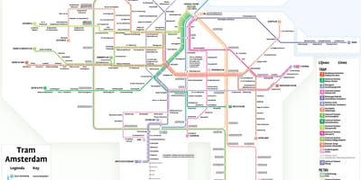 Mapa tramvajové Amsterdam