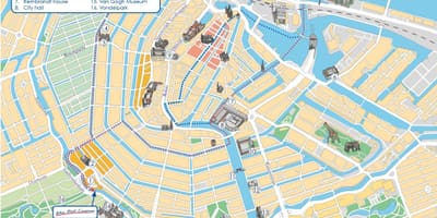Amsterdam canal ring mapě