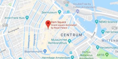 Mapa Amsterdamu na náměstí dam