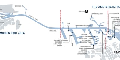 Amsterdam doky mapě
